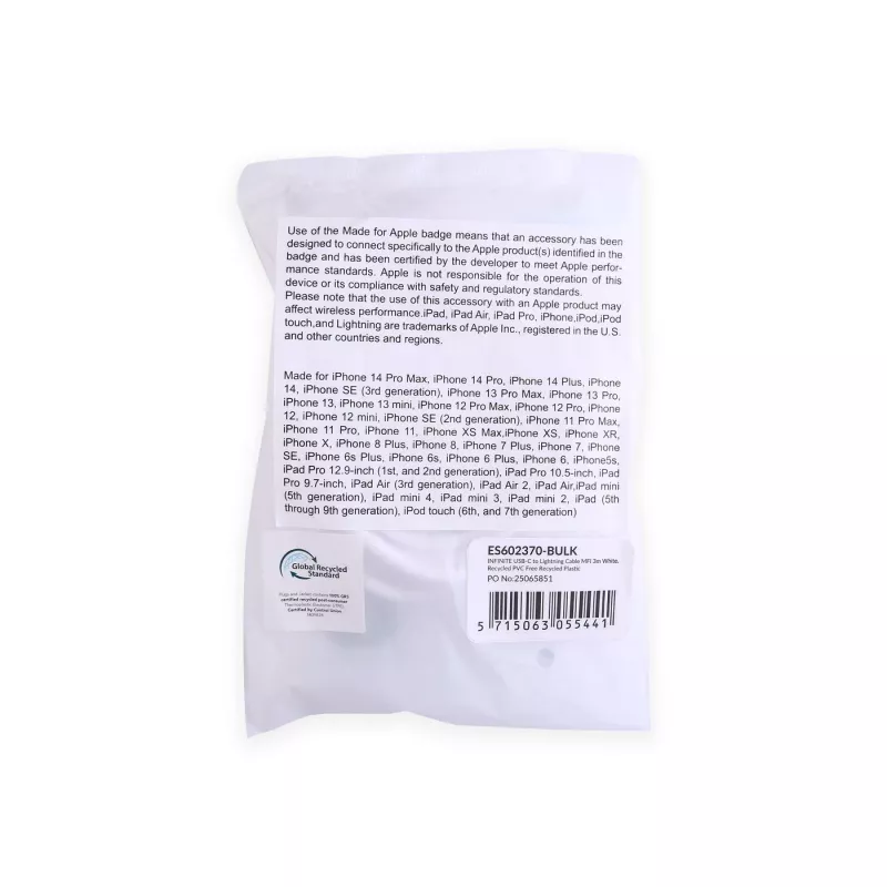 Καλώδιο Lightning eSTUFF ES602370-BULK 3m USB-C 2,4A