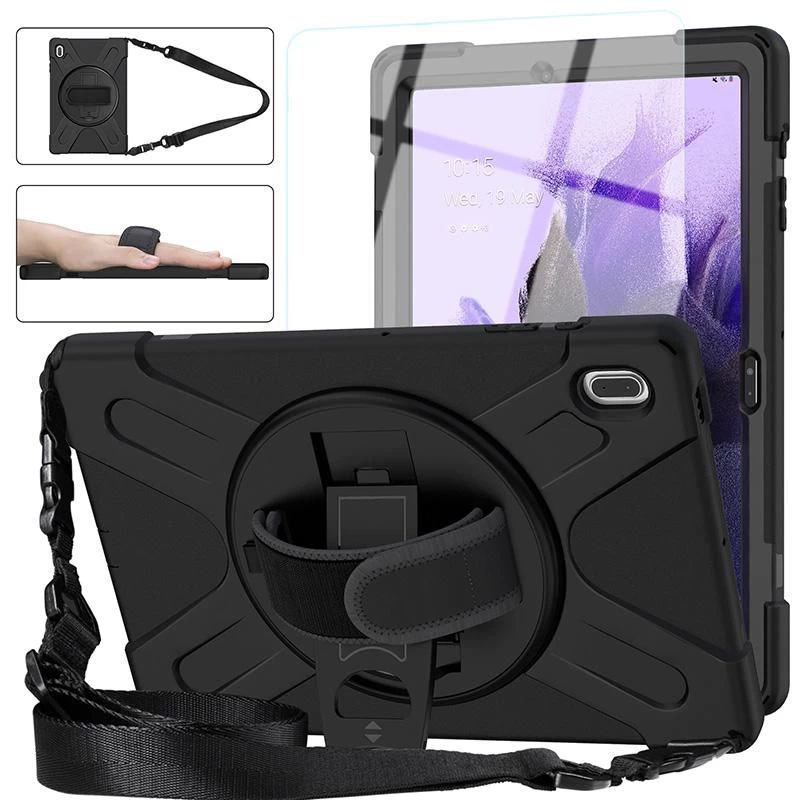 eSTUFF ES681858-BULK AUSTIN πίσω κάλυμμα για Samsung Galaxy Tab S10+/S9+/S9 FE+/S8+/S7+/S7 FE, σιλικόνη/πολυανθρακικό, μαύρο