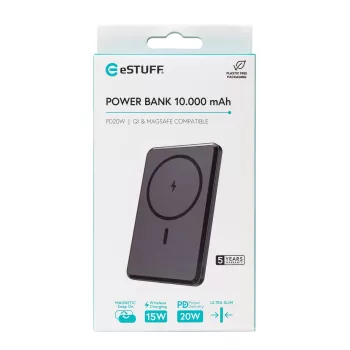 Powerbank eSTUFF ES641101 10000 mAh Ασύρματη φόρτιση Μαύρο