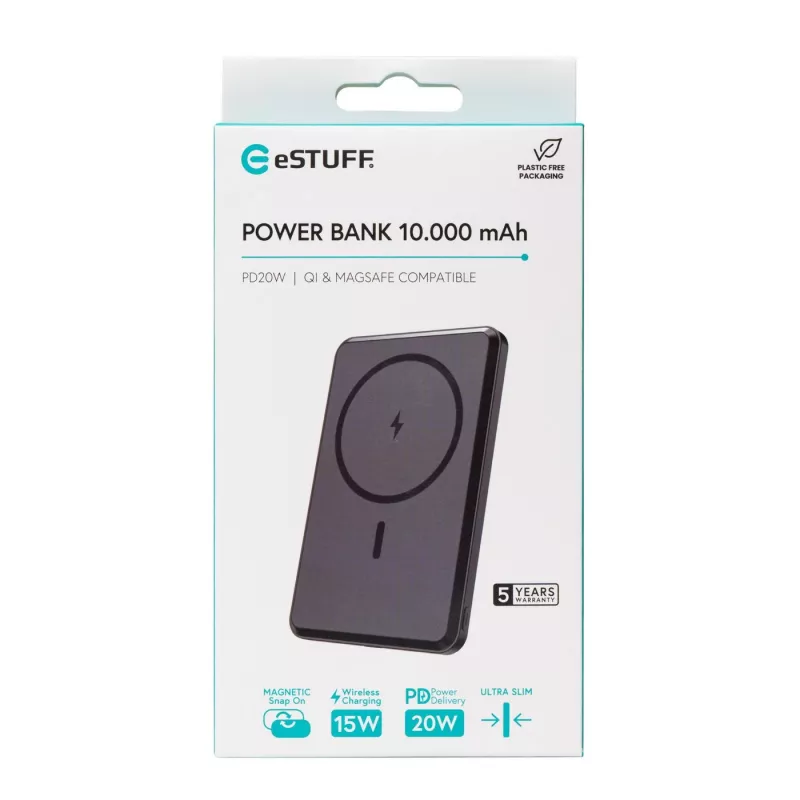 Powerbank eSTUFF ES641101 10000 mAh Ασύρματη φόρτιση Μαύρο