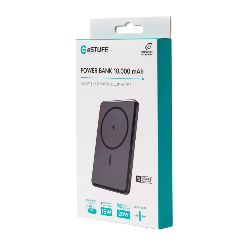 Powerbank eSTUFF ES641101 10000 mAh Ασύρματη φόρτιση Μαύρο