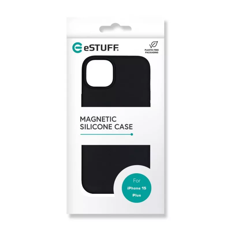eSTUFF Infinite Rome ES67150026 μαγνητικό πίσω κάλυμμα κινητού τηλεφώνου για Apple iPhone 15 Plus, συμβατό με MagSafe, σιλικόνη, πολυανθρακικό, μαύρο
