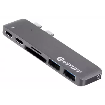 eSTUFF ES84122-Γκρι Hub διασύνδεσης USB 3.2 Gen 1 (3.1 Gen 1) Type-C 5000 Mbit/s