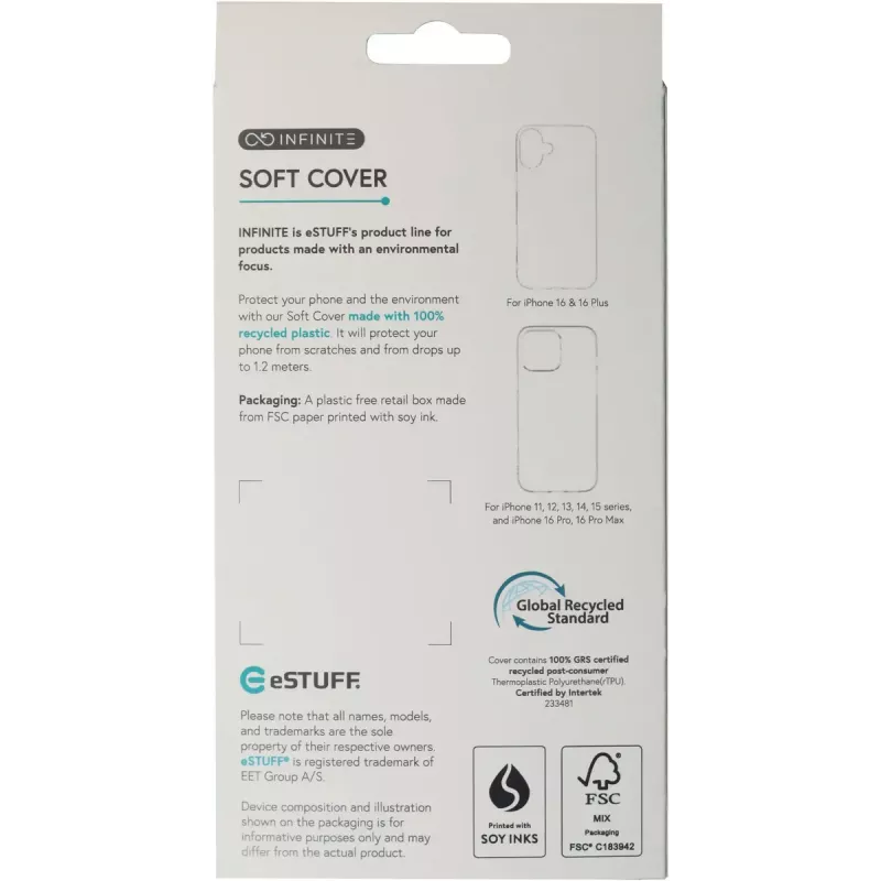 Θήκη eSTUFF INFINITE GRS VIENNA iPhone 16e μαύρη. Υλικό (ES67101054-BULK)