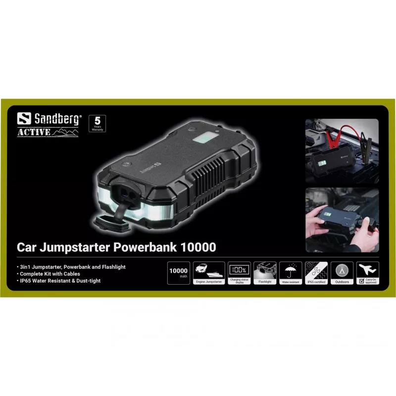 Powerbank εκκίνησης αυτοκινήτου Sandberg 10000 mAh USB Type-A Type-C Μαύρο