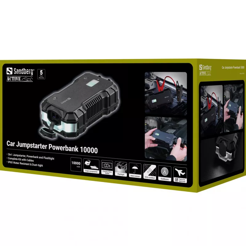 Powerbank εκκίνησης αυτοκινήτου Sandberg 10000 mAh USB Type-A Type-C Μαύρο