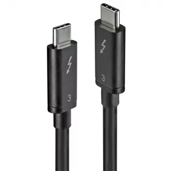 Καλώδιο Lindy 0,5 m Thunderbolt 3, παθητικό, 0,5 m, USB-C, USB-C, USB 3.2 Gen 1 (3.1 Gen 1), αρσενικό/αρσενικό, μαύρο