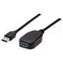 Manhattan Καλώδιο επέκτασης USB-A σε USB-A, 5 m, βύσμα αρσενικό σε υποδοχή θηλυκή, ενεργό, 5 Gbit/s (USB 3.2 Gen1, γνωστό και ως USB 3.0), ενσωματωμένος επαναλήπτης, SuperSpeed USB, μαύρο, τρία χρόνια εγγύηση, συμβατό με USB2AAEXT5M.