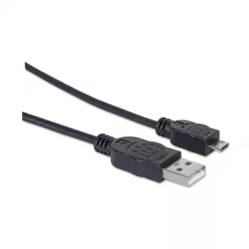 Manhattan Καλώδιο USB-A σε Micro-USB, 1,8 m, βύσμα αρσενικό σε βύσμα αρσενικό, μαύρο, 480 Mbit/s (USB 2.0), Hi-Speed USB, εφ' όρου ζωής εγγύηση, συμβατό με UUSBHAUB6.