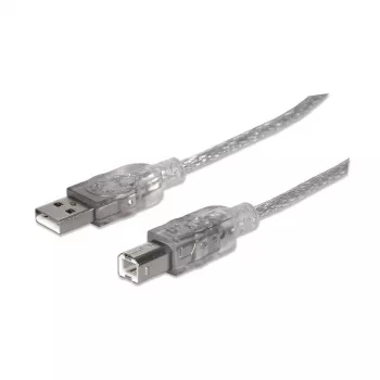 Καλώδιο USB-A σε USB-B Manhattan 345408 5 m βύσμα αρσενικό σε βύσμα αρσενικό ασημί
