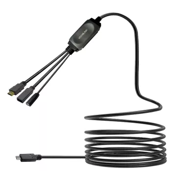 VivoLink PROUSBCHDMIUSB3-5 καλώδιο hub USB-C με USB 3.0 και λειτουργία φόρτισης, μαύρο