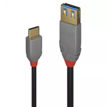 Lindy 0,15 m Καλώδιο προσαρμογέα USB 3.2 Type-C σε A, 10 Gbit/s, Anthra Line