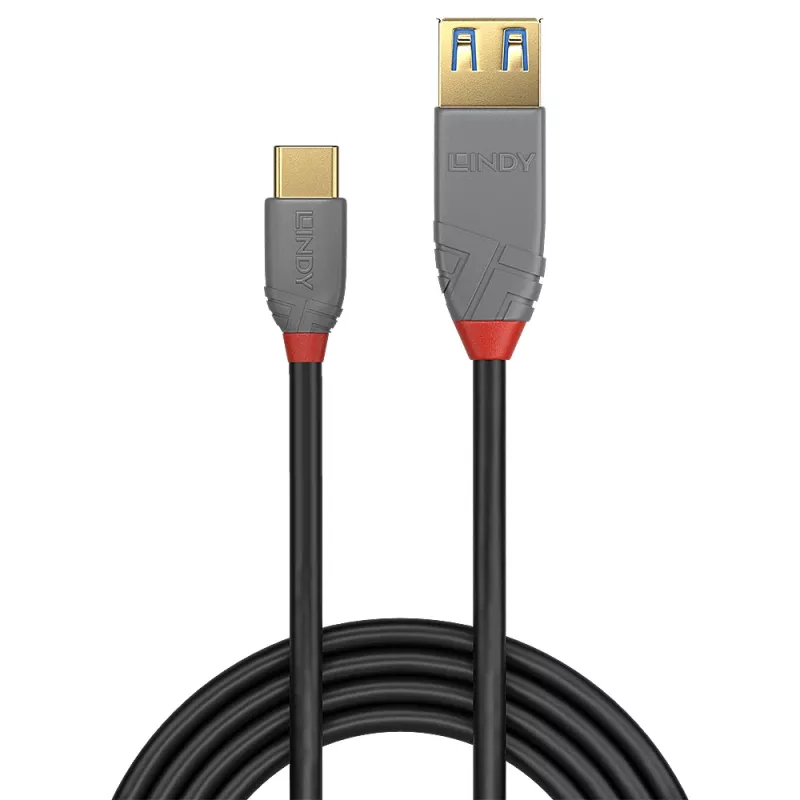 Lindy 0,15 m Καλώδιο προσαρμογέα USB 3.2 Type-C σε A, 10 Gbit/s, Anthra Line