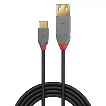 Lindy 0,15m Καλώδιο προσαρμογέα USB 2.0 Type C σε A, Anthra Line, 0,15 m, USB A, USB C, USB 2.0, 0,48 Gbit/s, μαύρο, γκρι