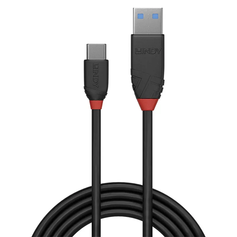 Lindy 36914 καλώδιο USB 3.2, USB-A αρσενικό σε USB-C αρσενικό, 10 Gbit/s, Black Line, 0,15 m