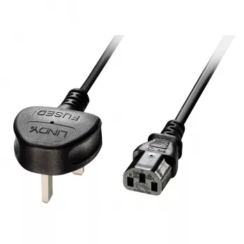 Lindy 5m UK Βύσμα 3 ακίδων σε IEC C13 Καλώδιο τροφοδοσίας, Μαύρο, 5 m, Υποδοχή C13