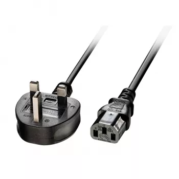Lindy 5m UK Βύσμα 3 ακίδων σε IEC C13 Καλώδιο τροφοδοσίας, Μαύρο, 5 m, Υποδοχή C13