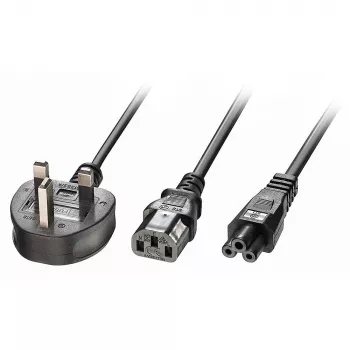 Lindy 2,5m UK Βύσμα 3 ακίδων σε IEC C13 και IEC C5 Καλώδιο επέκτασης διακλάδωσης, Μαύρο