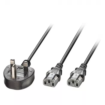 Καλώδιο τροφοδοσίας MicroConnect PE090425Y, H05VV-F 2,5 m, 2 x Υποδοχή C13, 250 V 13 A, μαύρο