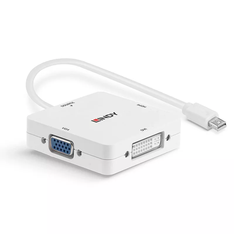 Lindy 41035 ενεργός μετατροπέας από Mini DisplayPort 1.2 σε HDMI, DVI-D και VGA, 4K30