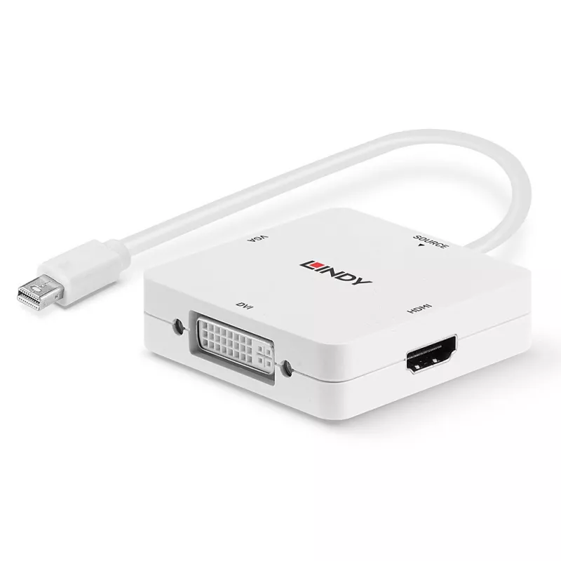Lindy 41035 ενεργός μετατροπέας από Mini DisplayPort 1.2 σε HDMI, DVI-D και VGA, 4K30