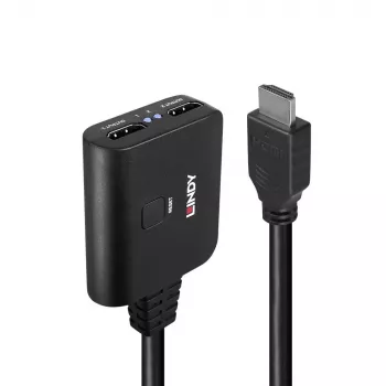 Lindy διαχωριστής HDMI 4K60 2 θυρών καλώδιο μαύρο 3840x2160
