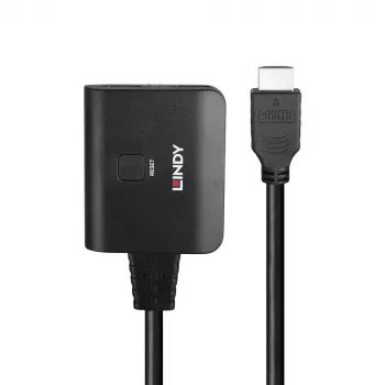 Lindy διαχωριστής HDMI 4K60 2 θυρών καλώδιο μαύρο 3840x2160