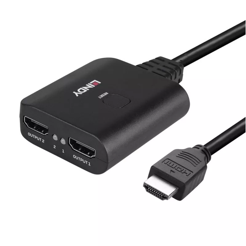 Lindy διαχωριστής HDMI 4K60 2 θυρών καλώδιο μαύρο 3840x2160