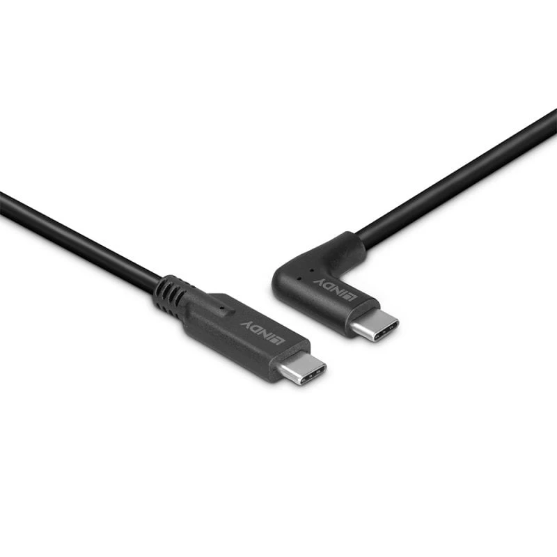 Lindy 1m Καλώδιο USB 3.2 Type-C, 90° γωνιακό, 10 Gbit/s