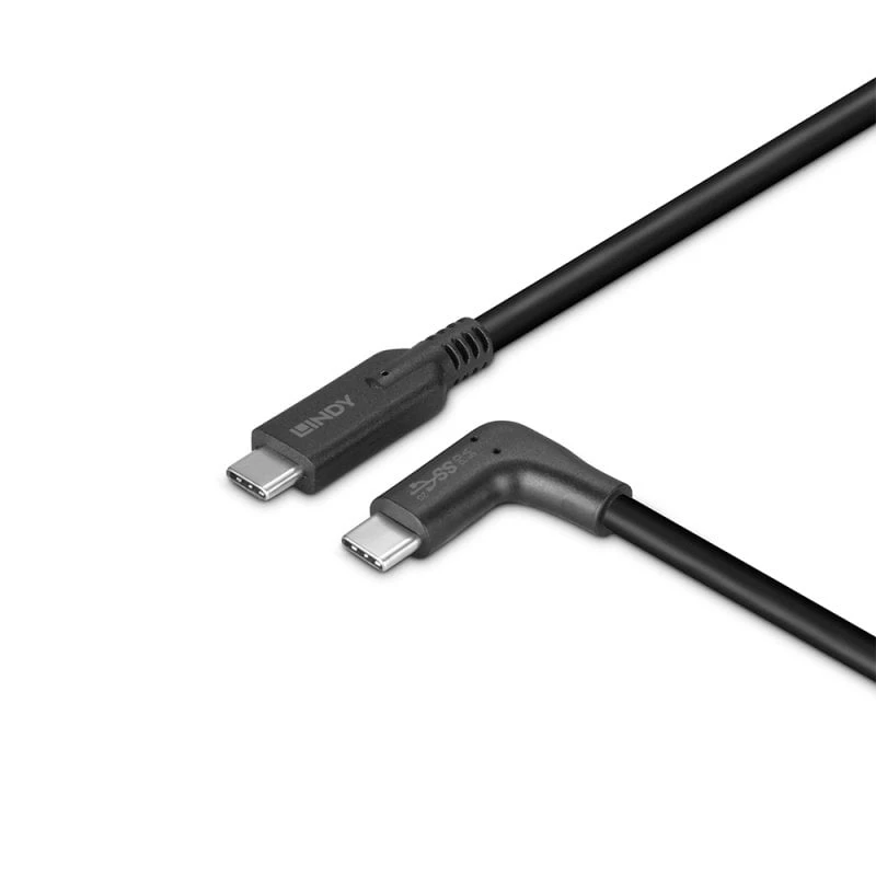 Lindy 1m Καλώδιο USB 3.2 Type-C, 90° γωνιακό, 10 Gbit/s