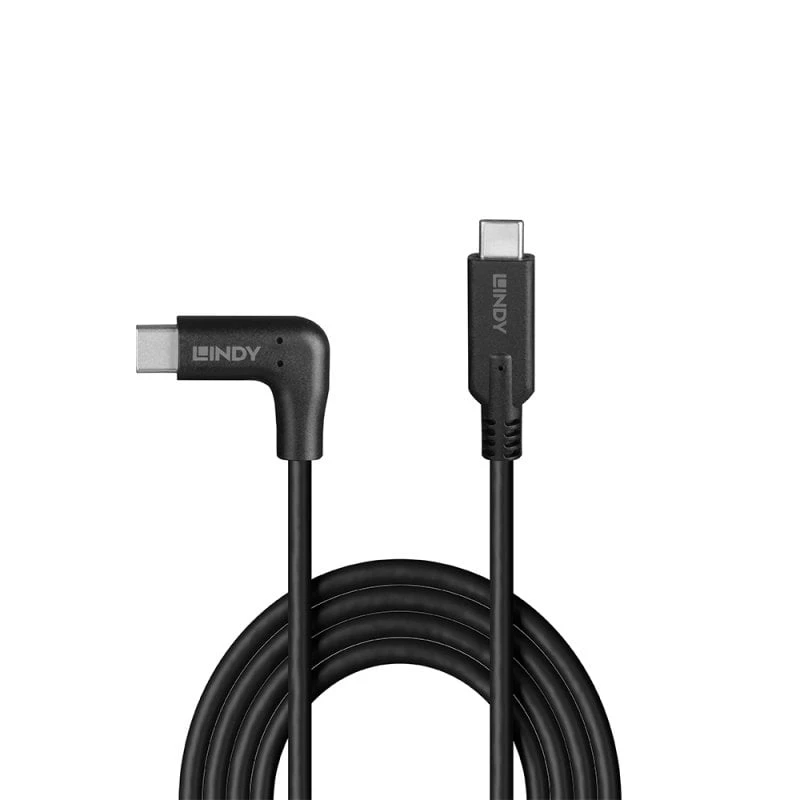 Lindy 1,5m Καλώδιο USB 3.2 Type-C, γωνιακό βύσμα 90°, 10 Gbit/s