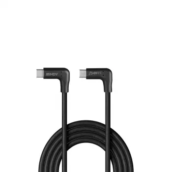 Lindy 1m Καλώδιο USB 3.2 ορθογώνιο USB-C σε ορθογώνιο USB-C, 10Gbps