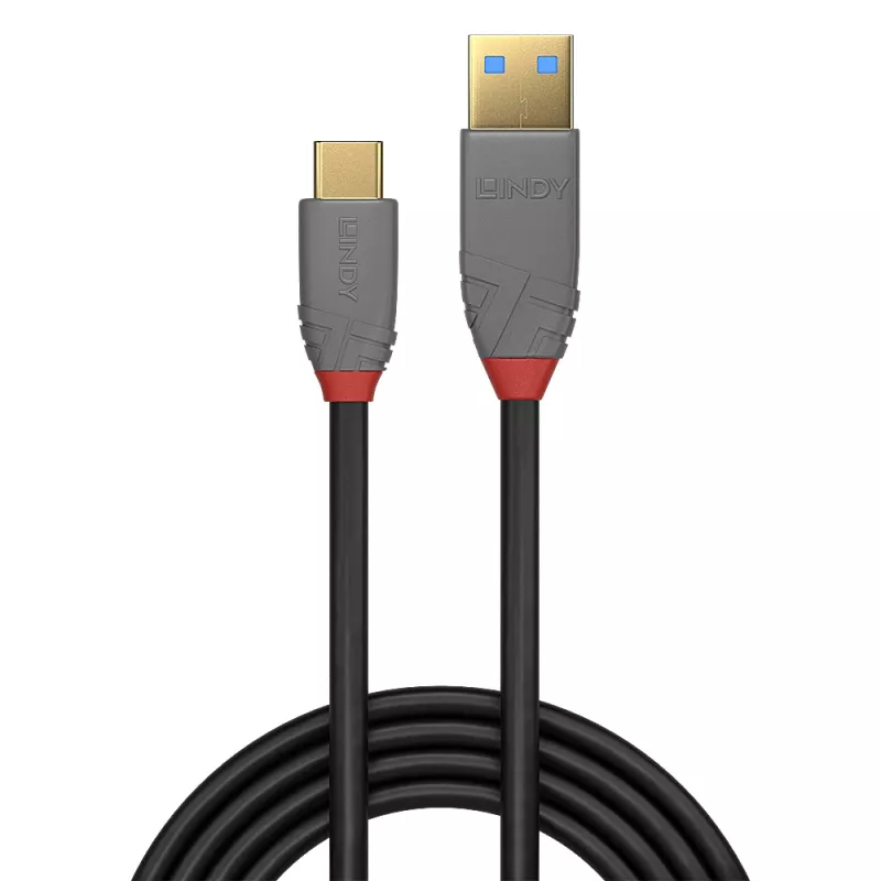 Καλώδιο USB 3.2 Type-A σε C Lindy 2 m, 10 Gbps, 5 A PD, μαύρο