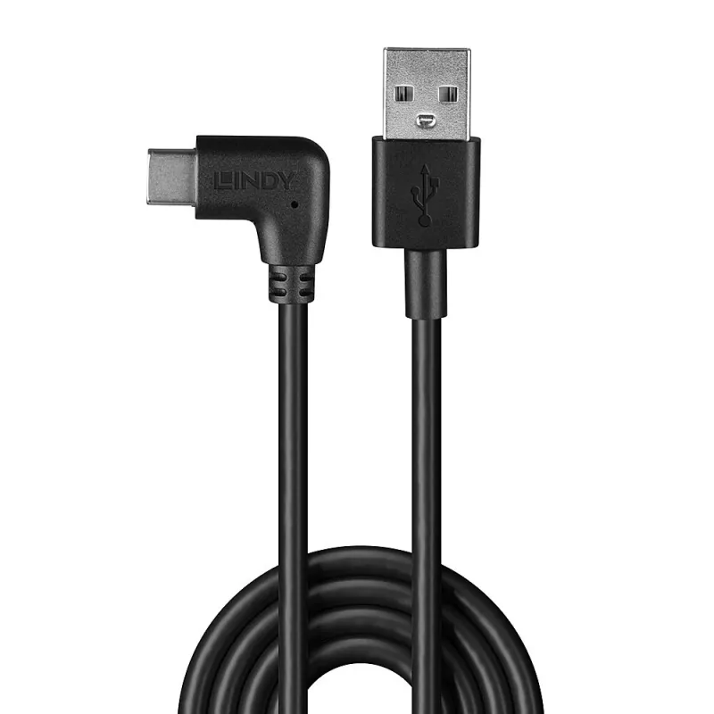Lindy 1m Καλώδιο USB 2.0 Type-A σε γωνιακό USB-C