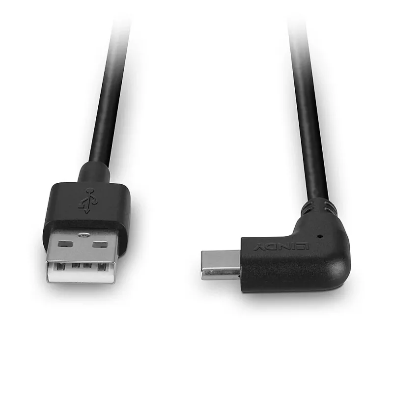 Lindy 1m Καλώδιο USB 2.0 Type-A σε γωνιακό USB-C