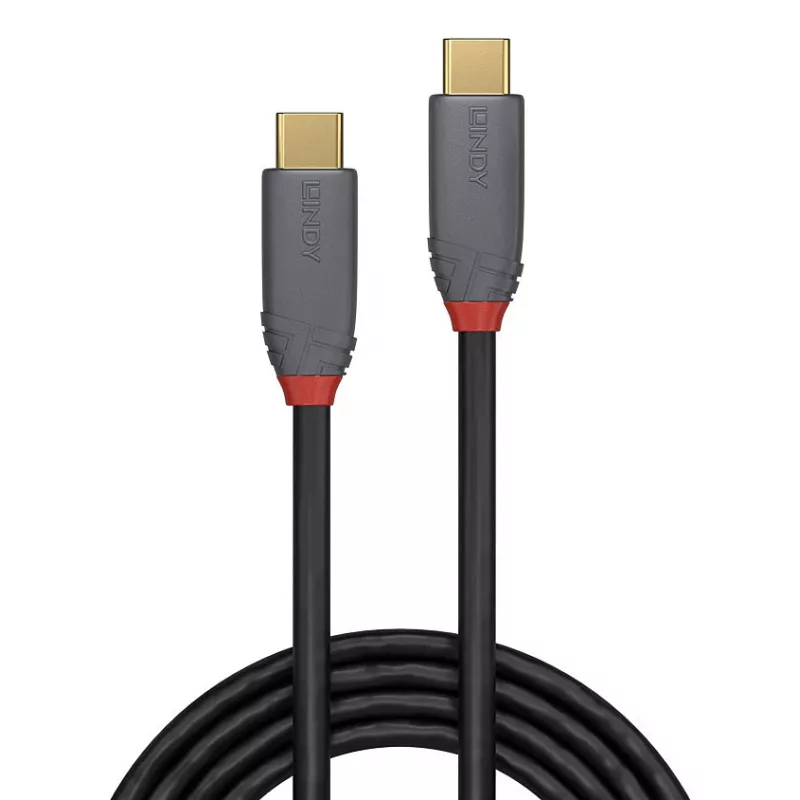 Lindy 0,5m καλώδιο USB 3.2 Type-C σε C, 20Gbit/s, 5A, PD, Anthra Line