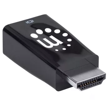 Μετατροπέας Manhattan HDMI σε VGA (με ήχο), 1080p, αρσενικό σε θηλυκό, υποδοχή Micro-USB για πρόσθετη τροφοδοσία όταν χρειάζεται, μαύρο, τρία χρόνια εγγύηση