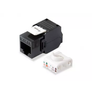 Υποδοχή Keystone Cat.6A χωρίς θωράκιση χωρίς εργαλεία, RJ-45, LSA, μαύρο