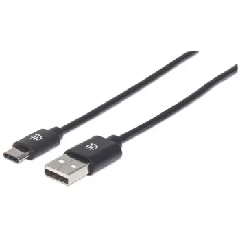 Καλώδιο Manhattan USB-C σε USB-A, 2 m, αρσενικό σε αρσενικό, μαύρο, 480 Mbit/s (USB 2.0), Hi-Speed USB, εγγύηση εφ' όρου ζωής, αντίστοιχο του USB2AC2M