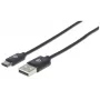Καλώδιο Manhattan USB-C σε USB-A, 3 m, αρσενικό σε αρσενικό, 480 Mbit/s (USB 2.0), Hi-Speed USB, μαύρο, εγγύηση εφ' όρου ζωής