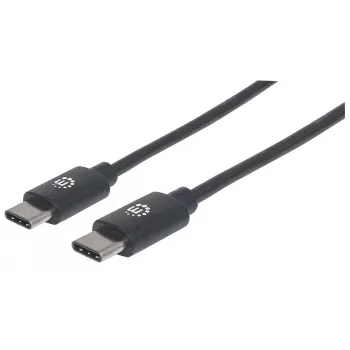 Καλώδιο Manhattan USB-C σε USB-C, 2 m, αρσενικό σε αρσενικό, μαύρο, 480 Mbit/s (USB 2.0), 3 A, Hi-Speed USB, εγγύηση εφ' όρου ζωής, αντίστοιχο του USB2CC2M
