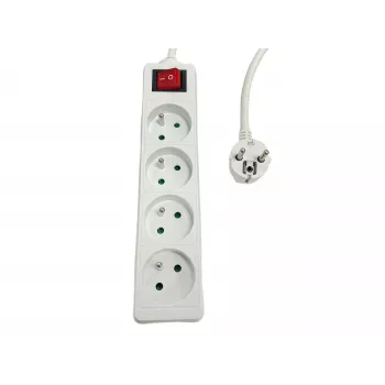Πολύπριζο MicroConnect MC-PSOO040500FRW — 4 θέσεων με μεμονωμένους διακόπτες on/off