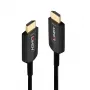 Υβριδικό καλώδιο οπτικών ινών HDMI Lindy 15 m, Ultra High Speed 48 Gbit/s, HDMI 2.1, επιχρυσωμένα βύσματα, μαύρο