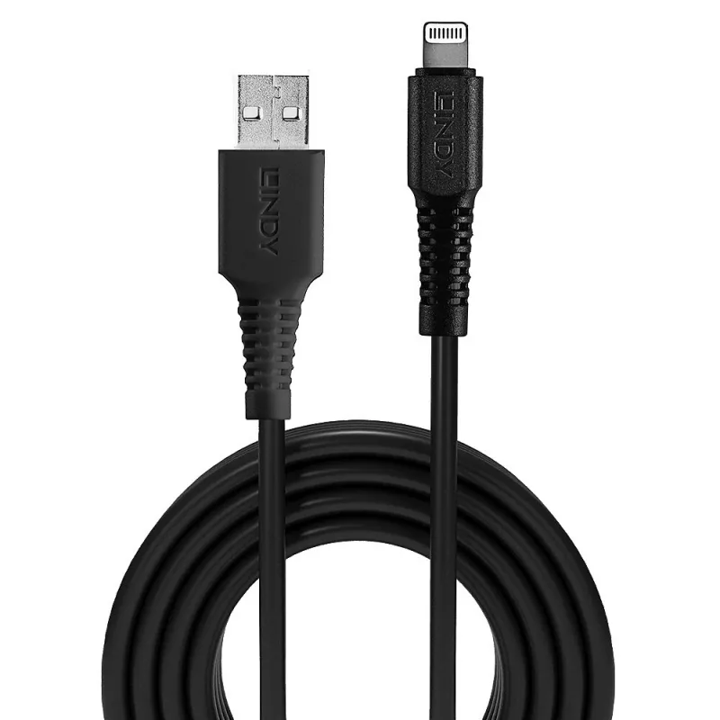 Lindy 0,5 m καλώδιο USB σε Lightning, Μαύρο