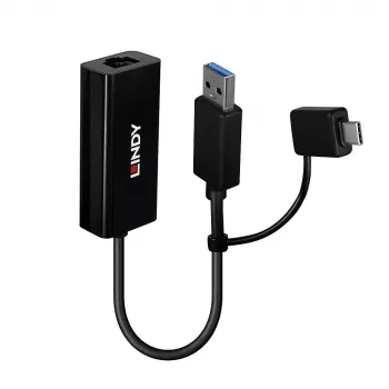 Lindy USB 3.2 Gen 1 μετατροπέας Gigabit Ethernet Ενσύρματο USB Ethernet 5000 Mbit/s Μαύρο