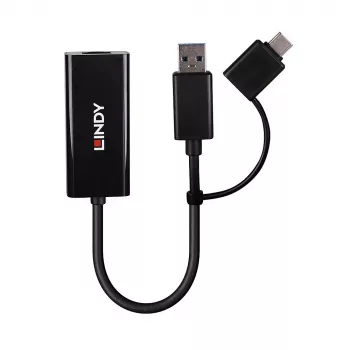 Lindy USB 3.2 Gen 1 μετατροπέας Gigabit Ethernet Ενσύρματο USB Ethernet 5000 Mbit/s Μαύρο