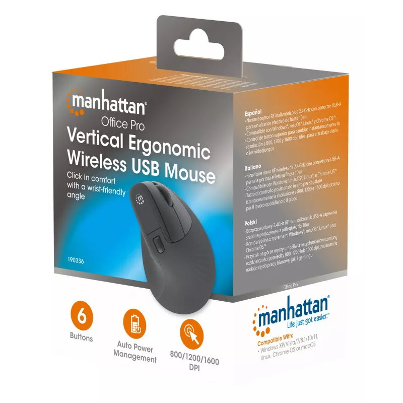Ασύρματο ποντίκι Manhattan Ergonomic Vertical Right Handed RF
