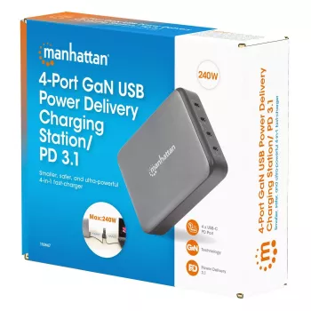 Φορτιστής Manhattan Τέσσερις υποδοχές USB-C PD 140W ανά υποδοχή 240W συνολικά