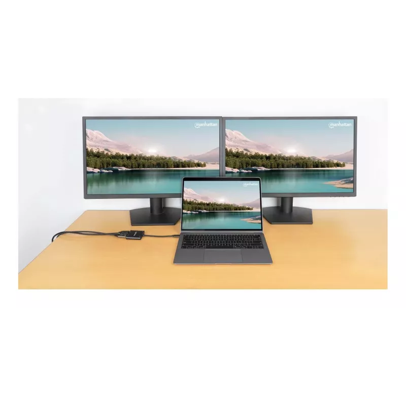 Πολυθύρες προσαρμογέας Manhattan 154321 USB Type-C σε 2 HDMI USB-A Power Delivery 100 W