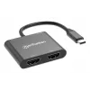Πολυθύρες προσαρμογέας Manhattan 154321 USB Type-C σε 2 HDMI USB-A Power Delivery 100 W
